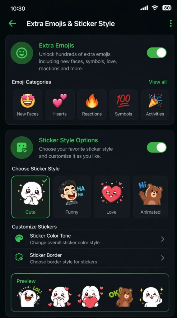 Extra emojis & sticker style