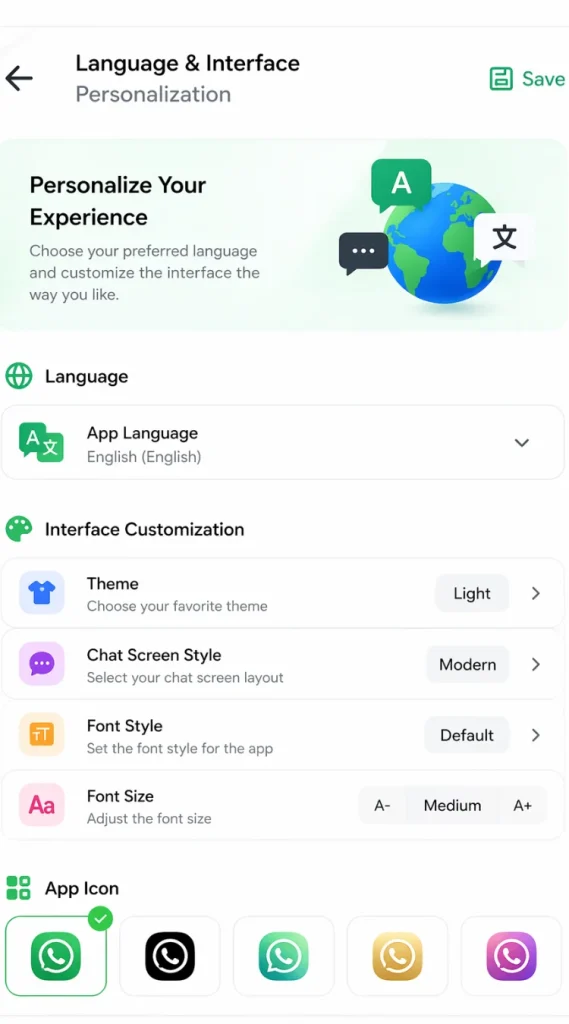 Languages and interface personalization